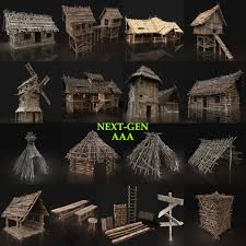 Aaa Next Gen Medieval Village Settlement Builder Pack Collection Fully Customizable 3d Model Of A Building 3d 3dmodel 3dde Medieval Village Medieval Games
