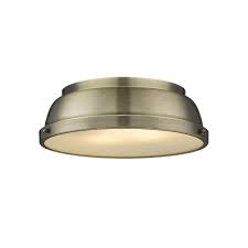 Aged brass flush mount ceiling light. Golden Lighting Duncan Ab 2 Light Aged Brass Flush Mount Light 3602 14 Ab Ab The Home Depot Metal Ceiling Lighting Golden Lighting Brass Flush Mount Light