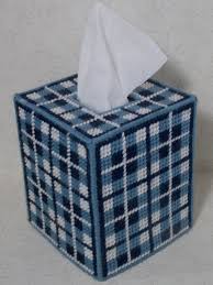 Plaid Plastic Canvas Kleenex Tissue Box Cover White Blues Plastic Canvas Tissue Boxes Plastic Canvas Crafts Plastic Canvas Patterns