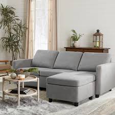 Maybe you would like to learn more about one of these? Walnew Modern Linen Fabric L Shaped Small Space Sectional Sofa With Stool Reversible Chaise In Grey Walmart Com Walmart Com