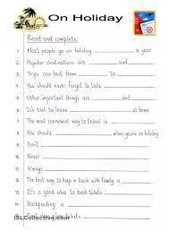 Read And Complete On Holiday English Worksheets For Kids English Writing 2nd Grade Reading Worksheets