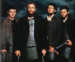 The Ned Kelly Cast 2003 Left To Right Laurence Kinlan As Dan Kelly Heath Ledger As Ned Kelly Orlando Bloom As J Orlando Bloom Ned Kelly Fictional Heroes