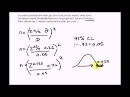 Sample Size For Estimating A Population Mean Youtube