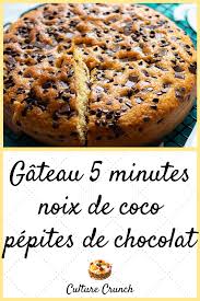 Gateau 5 Minutes A La Noix De Coco Et Aux Pepites De Chocolat La Recette Facile En 2020 Gateau Gouter Recette Facile Recette