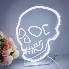 Amazon.com: Halloween Skull Neon Sign Skeleton Wall Decor, 10.2