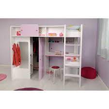 Lit mezzanine avec rangements alessio lit enfant pas cher vente unique bon shopping com loft bed desk loft bed bed lit enfant simple, lit lit mezzanine enfant fille avec rangement et bureau cdiscount lit mezzanine en métal gris laqué avec plateforme de sécurité pour un accès aisé, qui. Lit Mezzanine Design Rose Et Blanc Avec Rangement Pour Fille