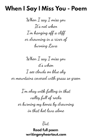When I Say I Miss You Missing You Poem Missing You Poems You Poem Poems