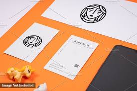 Branding Mockup In Orange 2 In 2020 Business Card Mock Up Branding Mockups Iphone Mockup