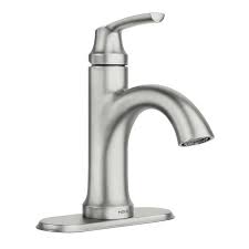 A bathroom sink faucet, supply hoses for hot and cold water and a drain assembly for push. Moen Wellton One Handle Spot Resist Brushed Nickel Bathroom Faucet Costco