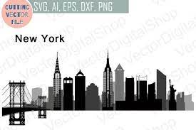 New York Vector Skyline Usa City Svg Jpg Png Dwg Cdr Eps Ai 43773 Illustrations Design Bundles Svg Usa Cities Printable Image