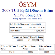 Türkiye cumhuriyeti ölçme, seçme ve yerleştirme merkezi başkanlığı kurumsal web sitesi • www.osym.gov.tr • ösym Eylul 2008 Dr Birsen Gulkan Osym Sonuc Belgesi Tusdata Tus Hazirlik Merkezleri