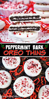 Peppermint Bark Oreo Thins These Oreo Cookies Dipped In White Chocolate And Sprinkled With Peppe Peppermint Recipes Christmas Cooking Peppermint Bark Recipes