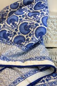 Cotton Block Printed Quilt Block Printed Textiles Block Print Quilt Blue And White