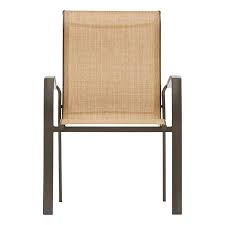 Style Selections Pelham Bay Black Stackable Metal Stationary Dining Chair S With Tan Sling Seat Lowes Com Steel Dining Chair Dining Chairs Patio Dining Chairs