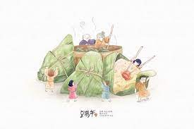 download hand drawn family preparing and eating zongzi for free how to draw hands vector free cute dragons