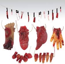 Check spelling or type a new query. Amazon Com Omigga 18 Pcs Halloween Props Decorations Blood Weapon Garland Banner Hand Broken Body Parts Fake Scary Blood Props For Halloween Party Haunted Houses Decorations 6 Body Parts 12 Weapon Toys Games