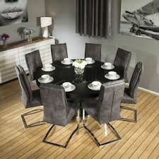 What are the shipping options for black dining room sets? Large Round Black Oak Dining Table 8 Extra Large Padded Black Chairs Ebay