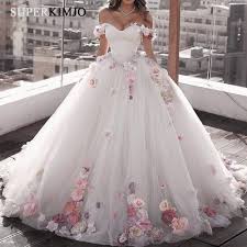 ✅ browse our daily deals for even more savings! Handmade Flowers Ball Gown Wedding Dresses 2020 Beaded Sparkle Elegant Off The Shoulder Wedding Gown Pretty Quinceanera Dresses Ball Gown Wedding Dress Colored Wedding Dresses