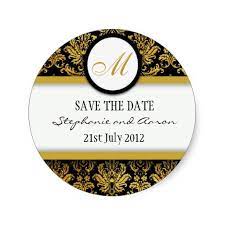Black And Gold Damask Monogram Wedding Sticker Zazzle Com Wedding Stickers Monogram Wedding Gold Wedding Invitations Design