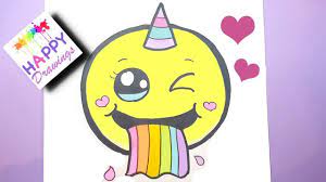 Fun, cute art for kids! How To Draw A Cute Emoji Unicorn Puking Rainbow Easy Myhobbyclass Com