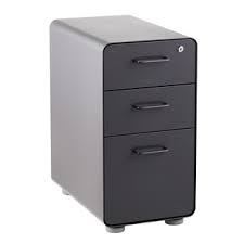 A vertical file cabinet helps you maximize a corner space. Poppin Dark Grey Slim 3 Drawer Stow Filing Cabinet The Container Store
