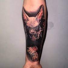 Creepy Cat Tattoo Cat Portrait Tattoos Tattoos Cat Portraits