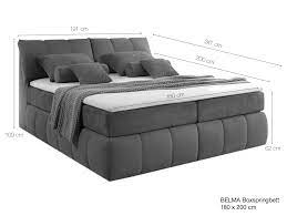 Stauraumbetten erhalten sie bei uns in unterschiedlichen abmessungen von beliebten herstellern wie carryhome oder livetastic.vom einzelbett mit bettkasten über das stauraumbett mit ca. Belma Boxspringbett Mit Stauraum Im Kopfteil 180x200 Cm Grau