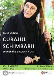 Deşi e familiarizată cu teologia sfinţilor părinţi şi cu operele marilor filosofi, ea a preferat să se dedice oamenilor aflaţi în nevoie. Maica Siluana Le Va Vorbi Tinerilor TimiÈoreni Despre Curajul SchimbÄrii Doxologia