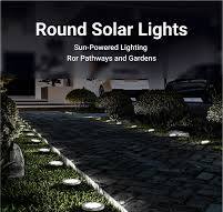 Solar LED Path Lights, Round, Dusk To Dawn Photocell