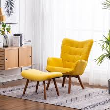 Zena Silky Velvet 18 5 Armchair And Ottoman In 2021 Yellow Accent Chairs Accent Chairs For Living Room Tufted Accent Chair