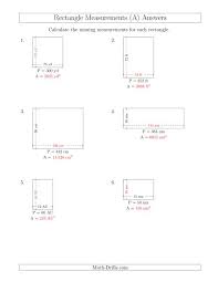 6 in3 in 6 in 3 in. Calculating The Side And Area Measurements Of Rectangles From Perimeter And Side Measurements Larger Whole Numbers A