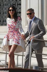 George Clooney And Amal Alamuddin Make A Perfect Pair Of Newlyweds Cocktail Party Attire Fashion Long Sleeve Bridesmaid Dress