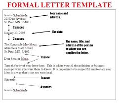 Formal Letter Format Template Format Of Formal Letter Formal Business Letter Format Formal Letter Template