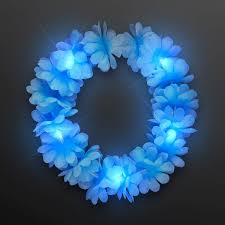 Amazon Com Blue Led Hawaiian Lei Floral Headband Light Up Flower Crown Toys Games
