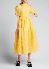 Cecilie Bahnsen Puff Sleeve Bowed Dress Vintage Dresses Casual Trendy Fashion Outfits Sunmer Dresses