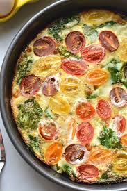 This Tomato Spinach Egg White Frittata Is A Healthy Veggie Filled Breakfast An Easy Whole30 Recipe Th Spinach Egg Low Calories Vegetarian Vegetarian Meal Prep