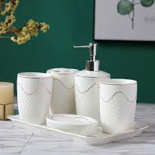 Quinn handcrafted stoneware tiered stand. Bathroom Set Ceramic Toothbrush Holder Lotion Dispenser Soap Dish Tooth Mug Melamine Tray Bathroom Accessories Sets Bathroom Accessories Sets Aliexpress