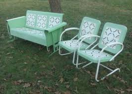 Vintage Metal Porch Glider Set Rocking Bounce Chairs Antique Lawn Swing Bench Vintage Outdoor Furniture Vintage Patio Vintage Metal Chairs