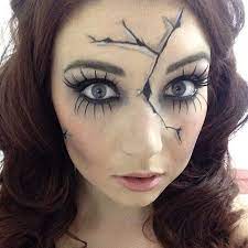 Break The Costume Mold With These Creepy Cracked Doll Looks Doll Makeup Halloween Cracked Doll Makeup Creepy Halloween Makeup