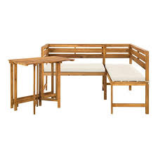 If you plan on spending hours in the sun, make sure you have a place to sit. Safavieh Wilton Balcony Corner Lounge Booth Bench Dining Table 2 Piece Set