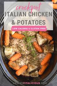 Chicken Carrots Potatoes Made In A Slow Cooker This Crockpot Italian Chicken Potatoes M Italian Chicken Crockpot Healthy Crockpot Recipes Crockpot Dinner