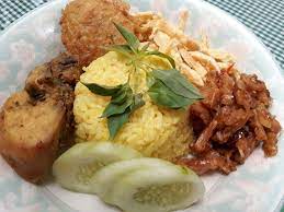 Nasi Kuning Lauk Ayam Perkedel Telor Suwir Tempe Oseng Timun Dan Kemangi Food Rice Grains