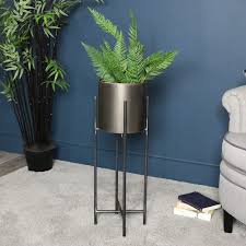 Iron plant pot stands set of 3 planter stand outdoor & flower pot base m&w. Tall Vintage Grey Metal Plant Pot On Stand