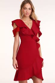 Elliana Red Ruffled Bodycon Dress Ruffle Bodycon Ruffle Bodycon Dress Red Ruffle Dress