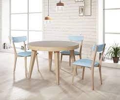 Comedor extendible redondo 4 sillas / juego de comedor 4 sillas con mesa redonda madera maciza. Mesa Redonda Moderna Extensible De Madera De Roble O Haya 4 Patas