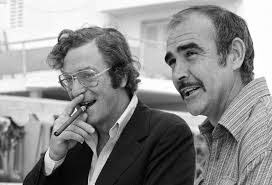 I have never seen it (jaws 4) but. Michael Caine Sean Connery On Set Aluminium Print Juniqe