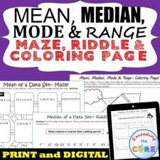 This coloring activity includes 8 sets of numbers that require the students to find the mean, median, mode, and range for a total of 32 questions. Mean Median Mode Range Coloring Worksheets Teaching Resources Tpt