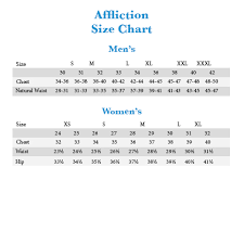 Affliction Clothing Size Chart Related Keywords