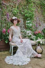 Pale Green Lace Wedding Dress With A Vintage Inspired Style Bohemian Style Wedding Dresses Wedding Dresses Lace Non White Wedding Dresses