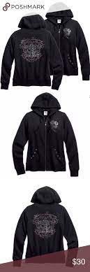 Women S Harley Davidson Embellished Skull Hoodie Skull Hoodie Hoodies Polyester Sweatshirt